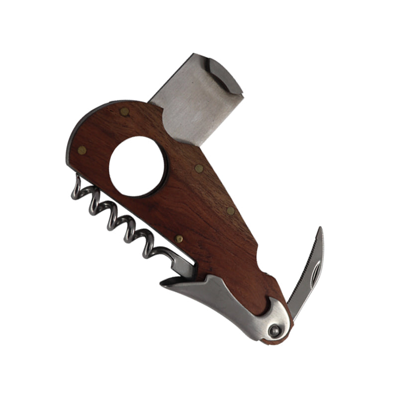 China High Quality Multi-Function Wooden Stanless-Steel Colorful Cigar Knife With Wine Opener Cigar Cutter