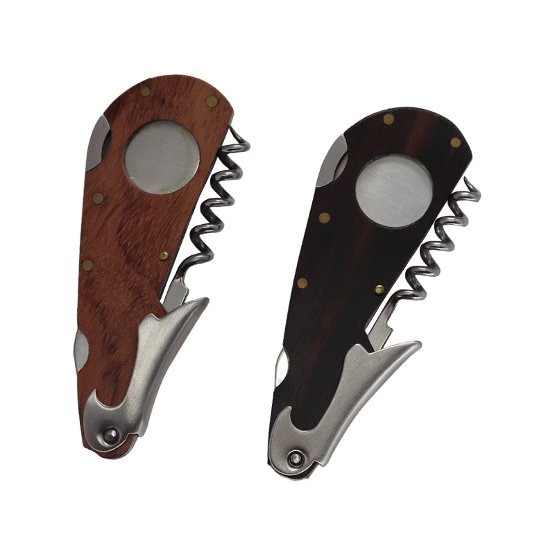 China High Quality Multi-Function Wooden Stanless-Steel Colorful Cigar Knife With Wine Opener Cigar Cutter