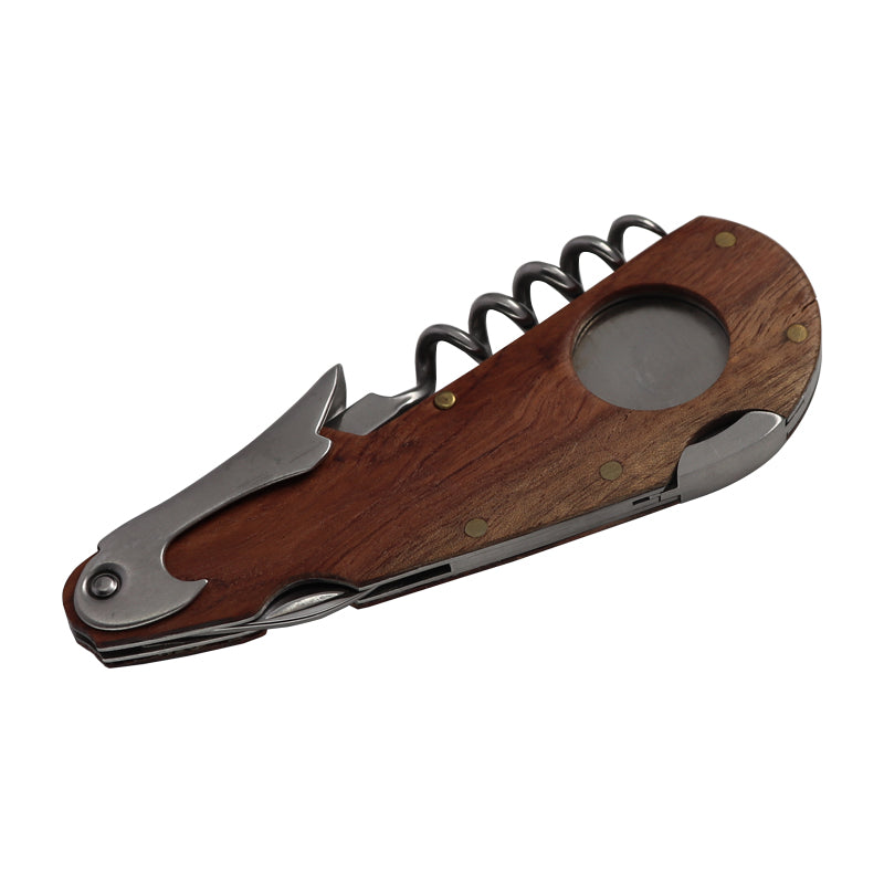 China High Quality Multi-Function Wooden Stanless-Steel Colorful Cigar Knife With Wine Opener Cigar Cutter