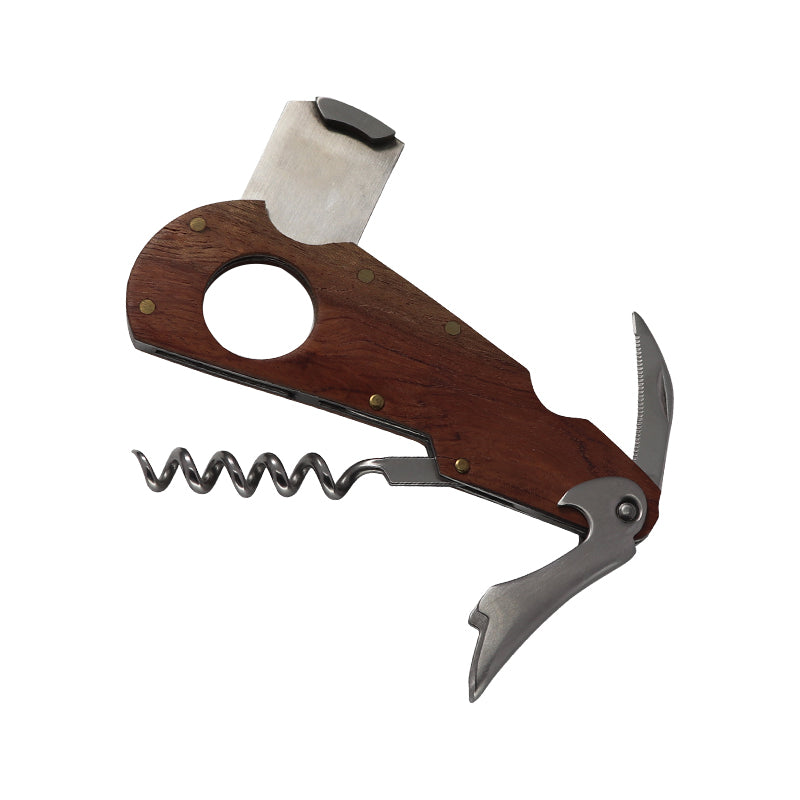 China High Quality Multi-Function Wooden Stanless-Steel Colorful Cigar Knife With Wine Opener Cigar Cutter